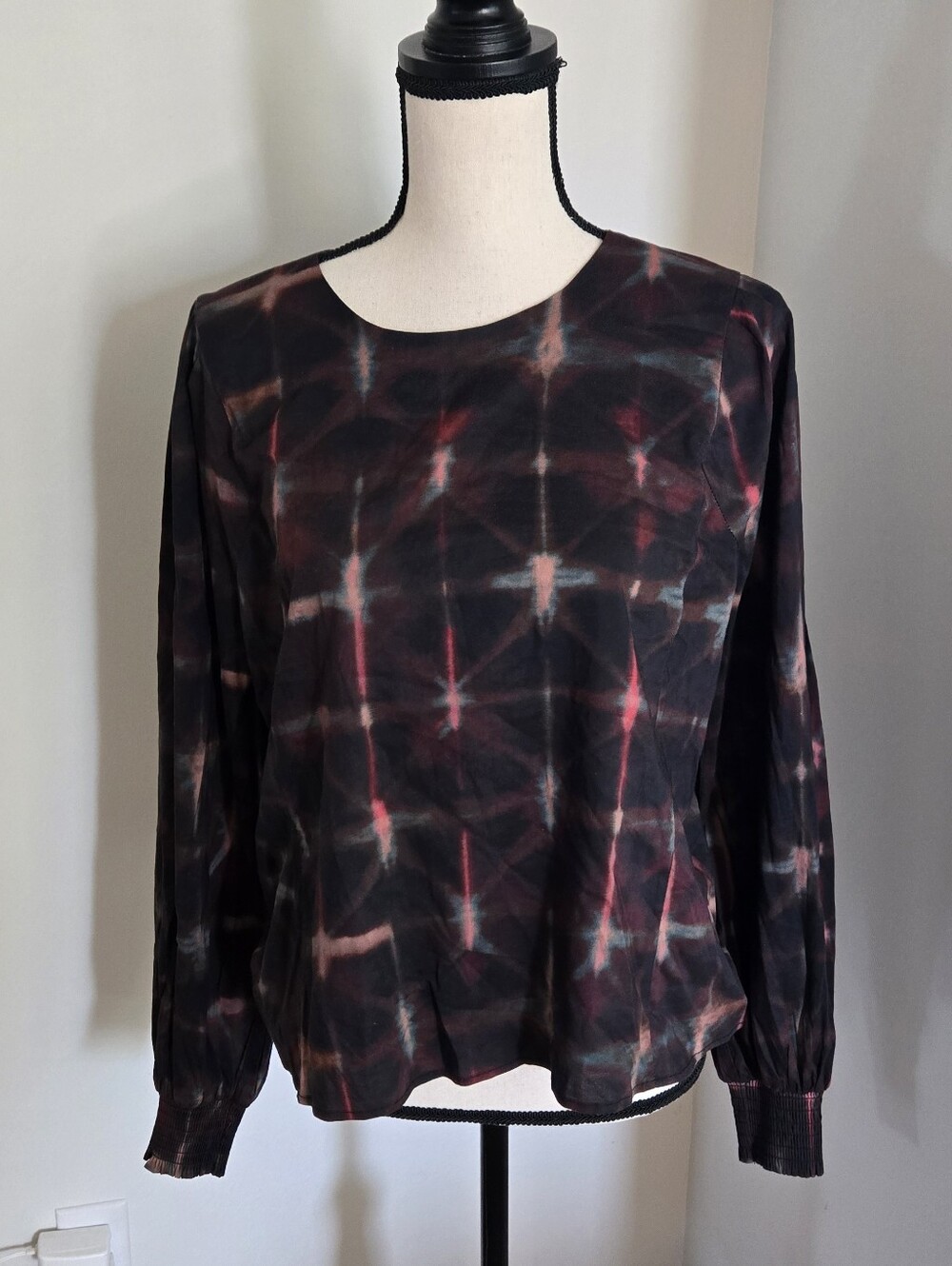 Evereve Womens Multicolor Black Long Sleeve Blouse Top Career Office S